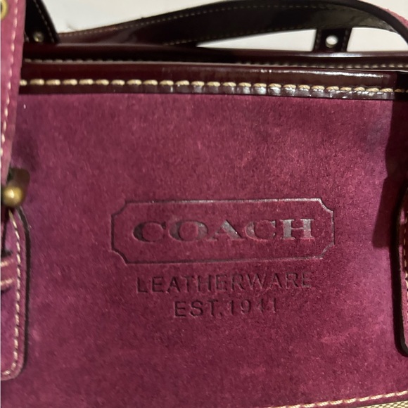 Coach vintage Signature Canvas / leather suede Shoulder Bag - Pink and Tan - Picture 11 of 12